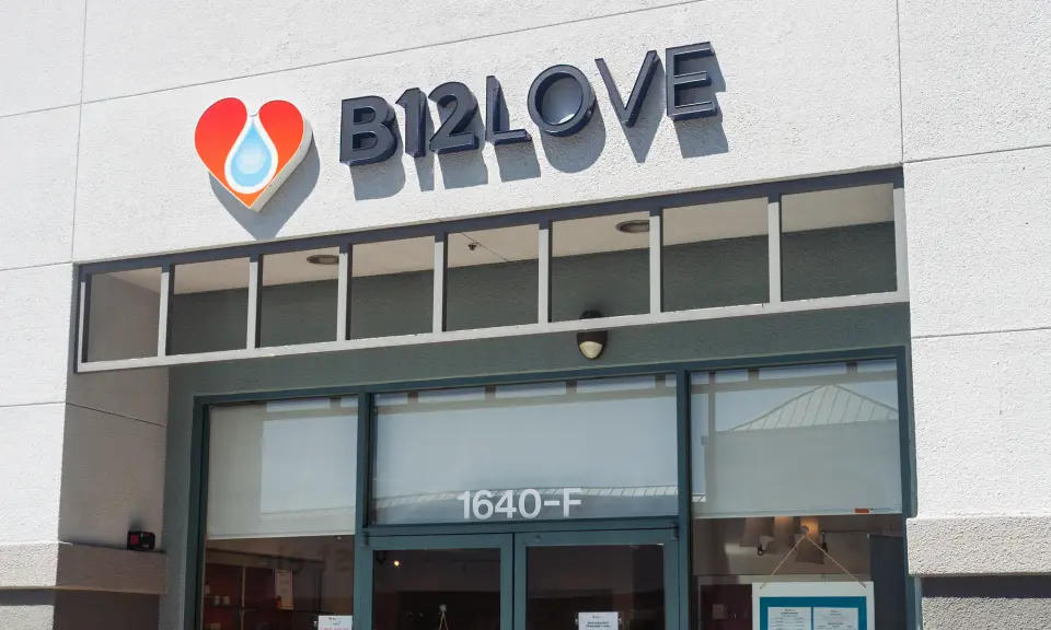 B12 LOVE storefront sign above suite 1640-F in Campbell