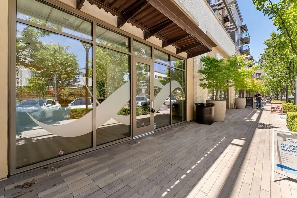 Storefront with glass windows at Hydration Room Mountain View