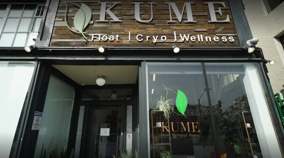 Kume Float, Cryo & Wellness storefront sign on Grand Ave, Oakland