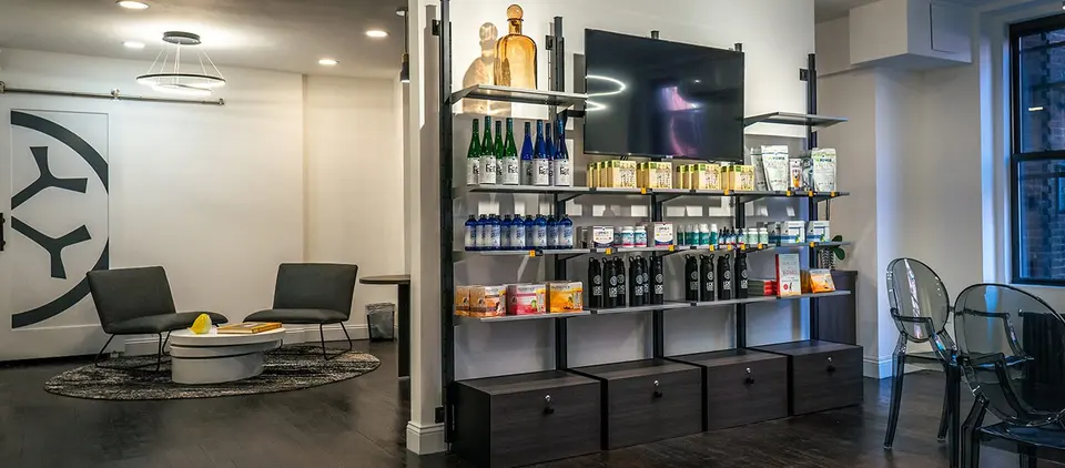 Retail shelves and lounge chairs at OsteoStrong Upper West