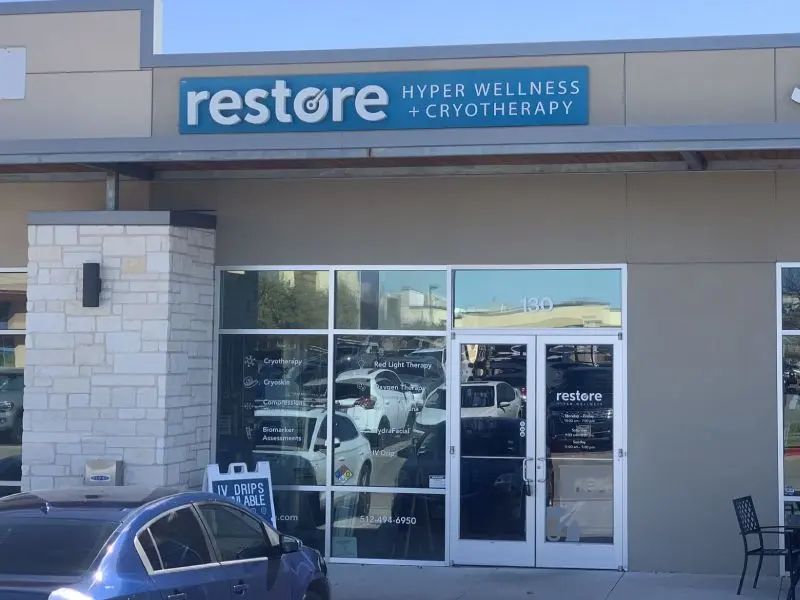 Restore Hyper Wellness + Cryotherapy storefront, suite 130, in Bee Cave