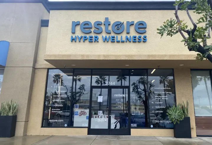 Storefront with Restore Hyper Wellness signage in Torrance